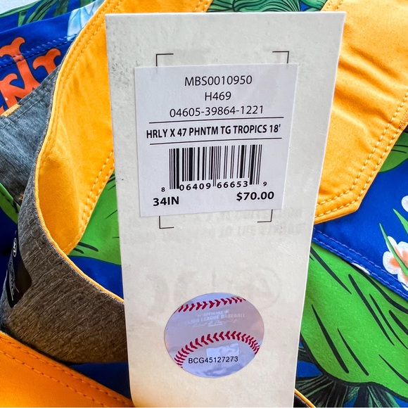 Hurley × '47 MLB New York Mets Orange Tropical Print Board Shorts Mens Sz 34 NWT - Picture 14 of 14